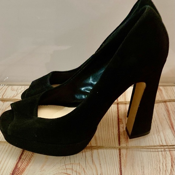 Brand new black, faux suede heels - Picture 2 of 3